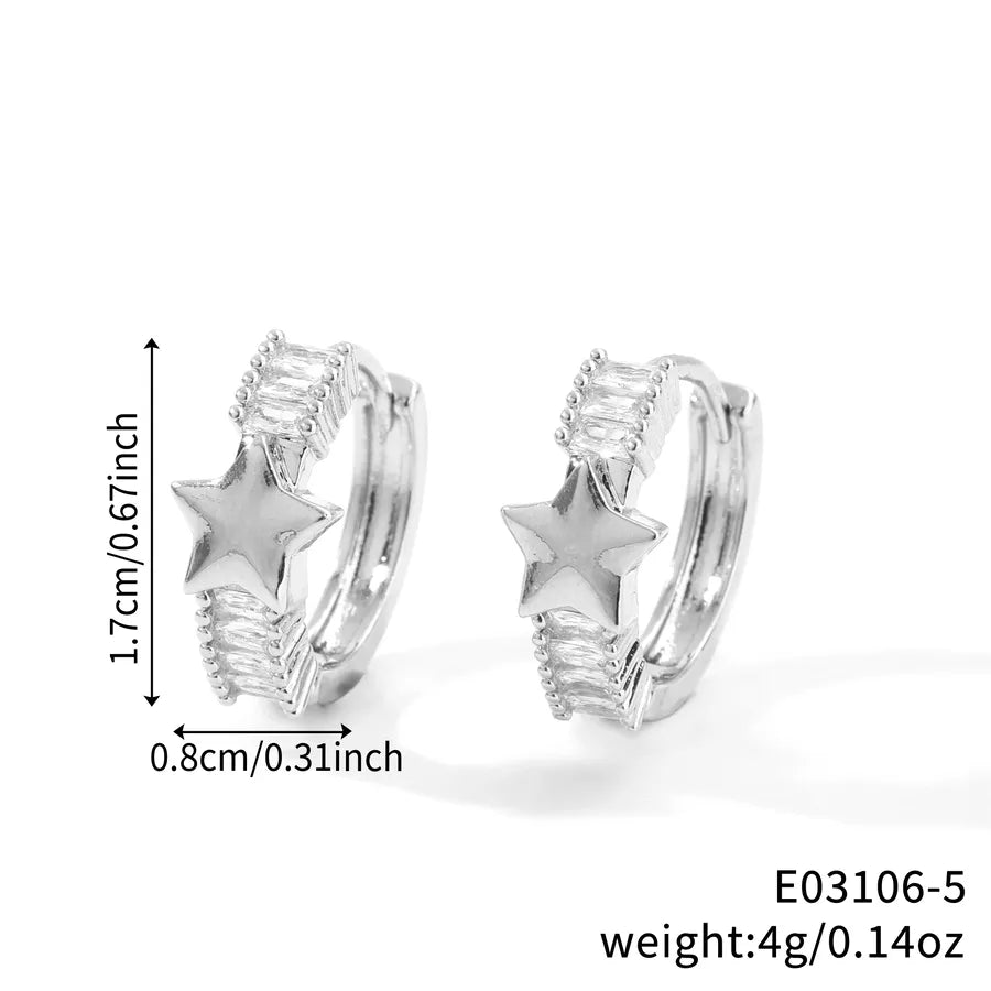 1 Pair Shiny Heart Shape Plating Copper Zircon K Gold Plated Rhodium Plated Earrings