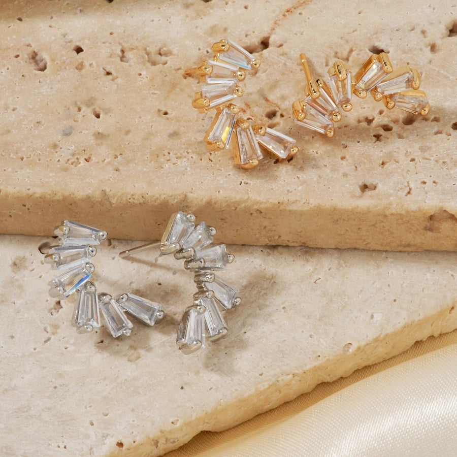 1 Pair Elegant Glam Shiny Cat Inlay Copper Zircon K Gold Plated Rhodium Plated Earrings