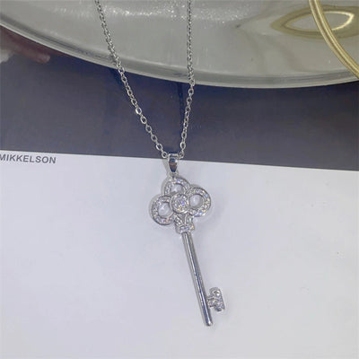 Copper O-shaped chain 18K Gold Plated Rose Gold Plated White Gold Plated Inlay Key Zircon Pendant Necklace