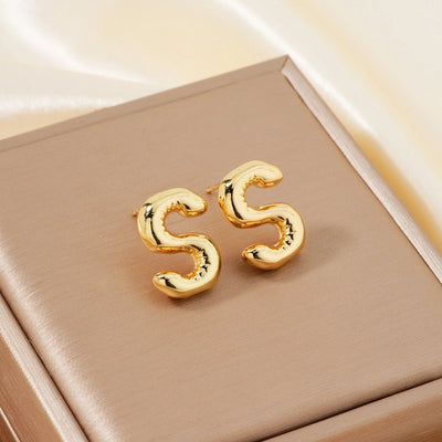1 Pair Sweet Simple Style Shiny Letter Plating Copper K Gold Plated Ear Studs