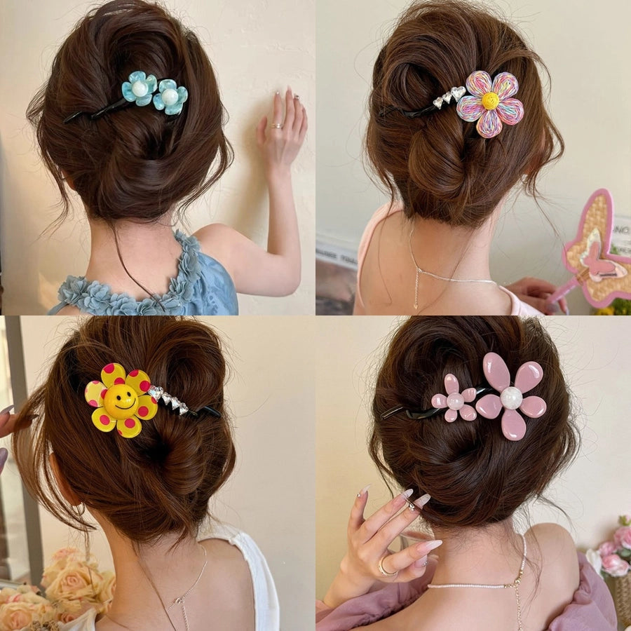 Women's Sweet Flower Arylic Plating Hair Clip