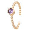 Copper Inlay Geometric Heart Shape Zircon Open Rings