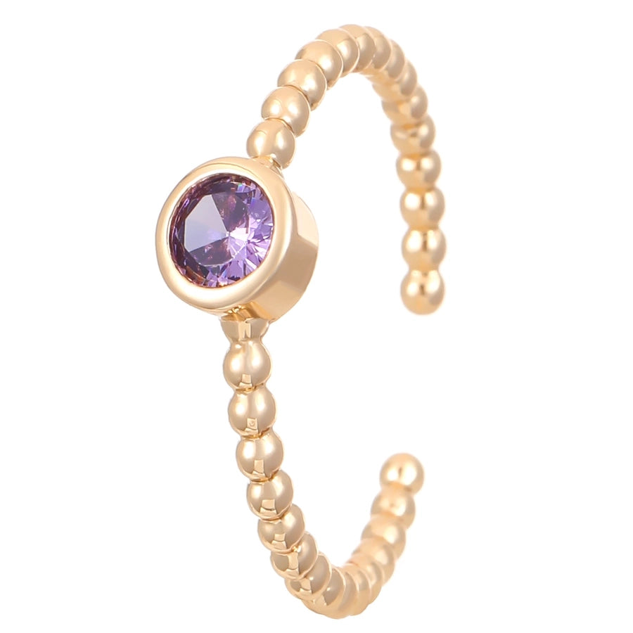 Copper Inlay Geometric Heart Shape Zircon Open Rings