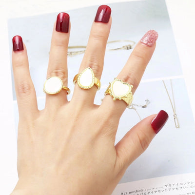 Copper 18K Gold Plated Plating Heart Shape Open Rings