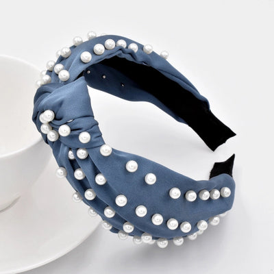 new full pearl headband fabric knotted solid color headband fashion hair accessories