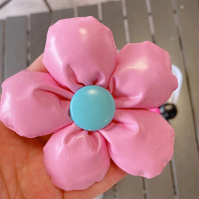 HD7387A02 sweet cool leather three-dimensional five-petal flower hairpin hairpin simple elegant flower duckbill clip hair accessories