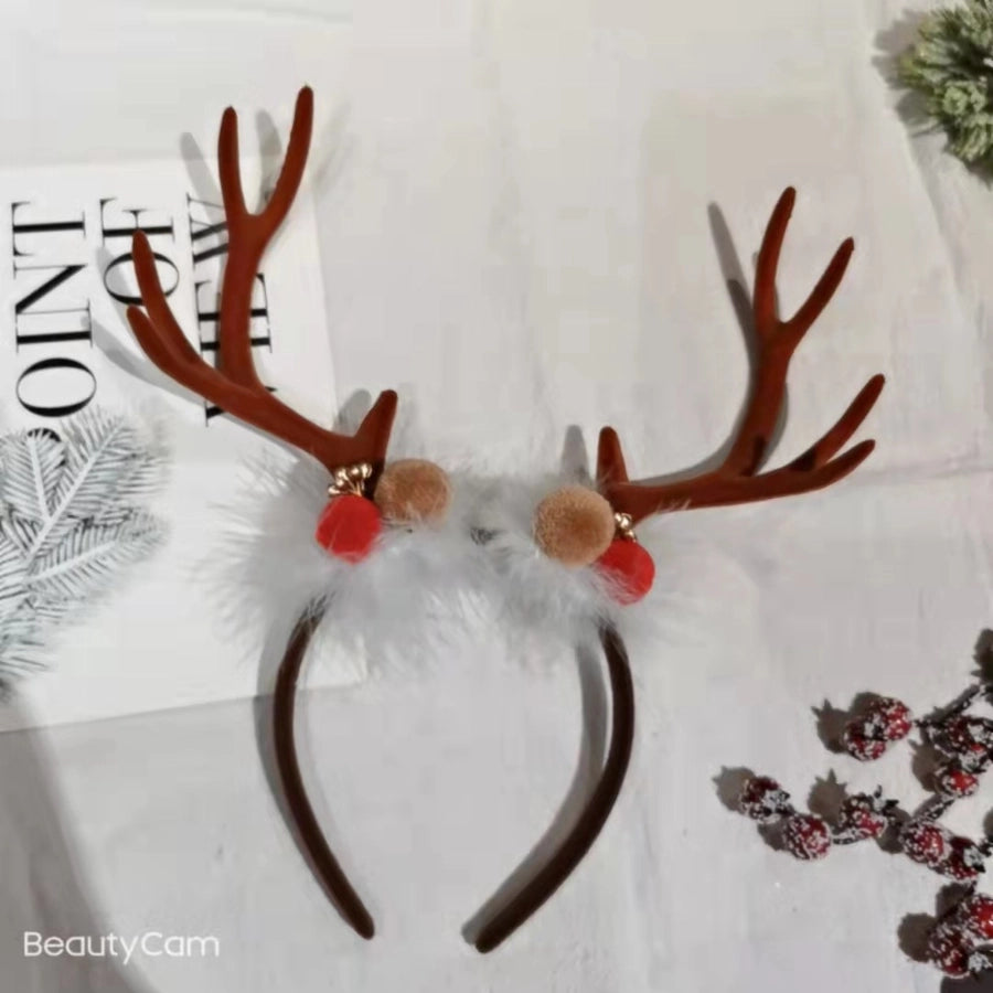 Internet Celebrity  Christmas Girl Heart Christmas Hair Band Cute Elk Horn Hair Accessories Pressure Hair Band