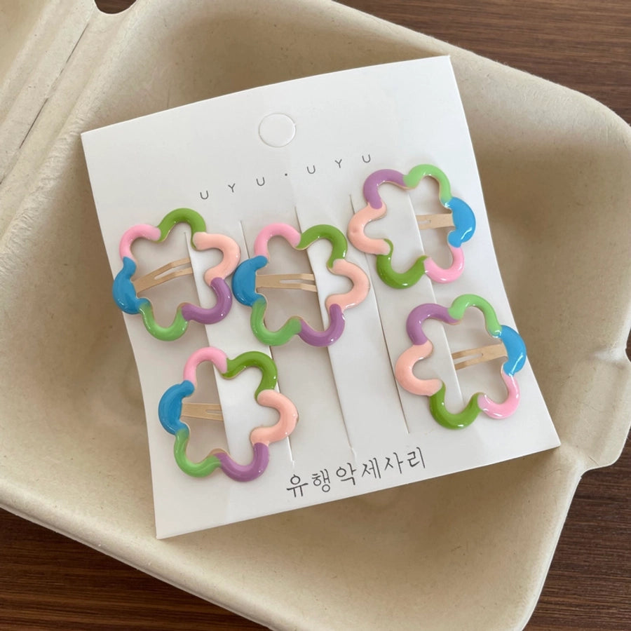 Girl'S Casual Cute Sweet Star Flower Metal Star Flowers Hair Clip