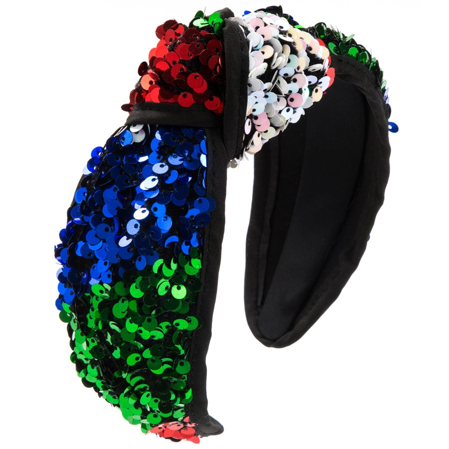 Women's Glam Hip-Hop Rock Color Block Sequin Alloy Cloth Hair Band