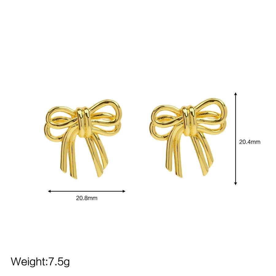 1 Pair IG Style Bow Knot Copper 18K Gold Plated Earrings