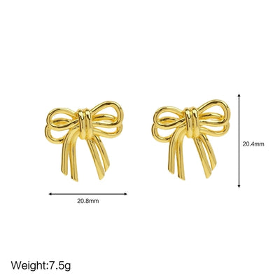 1 Pair IG Style Bow Knot Copper 18K Gold Plated Earrings