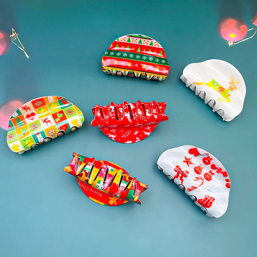 Christmas Basic Women's Christmas Tree Deer PVC Hair Claws