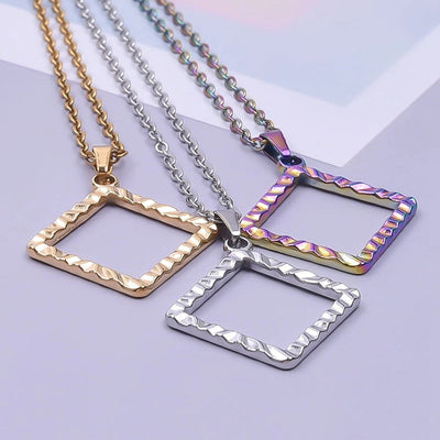 Jewelry Basic Simple Style Classic Style Square 304 Stainless Steel 18K Gold Plated Plating Pendant Necklace