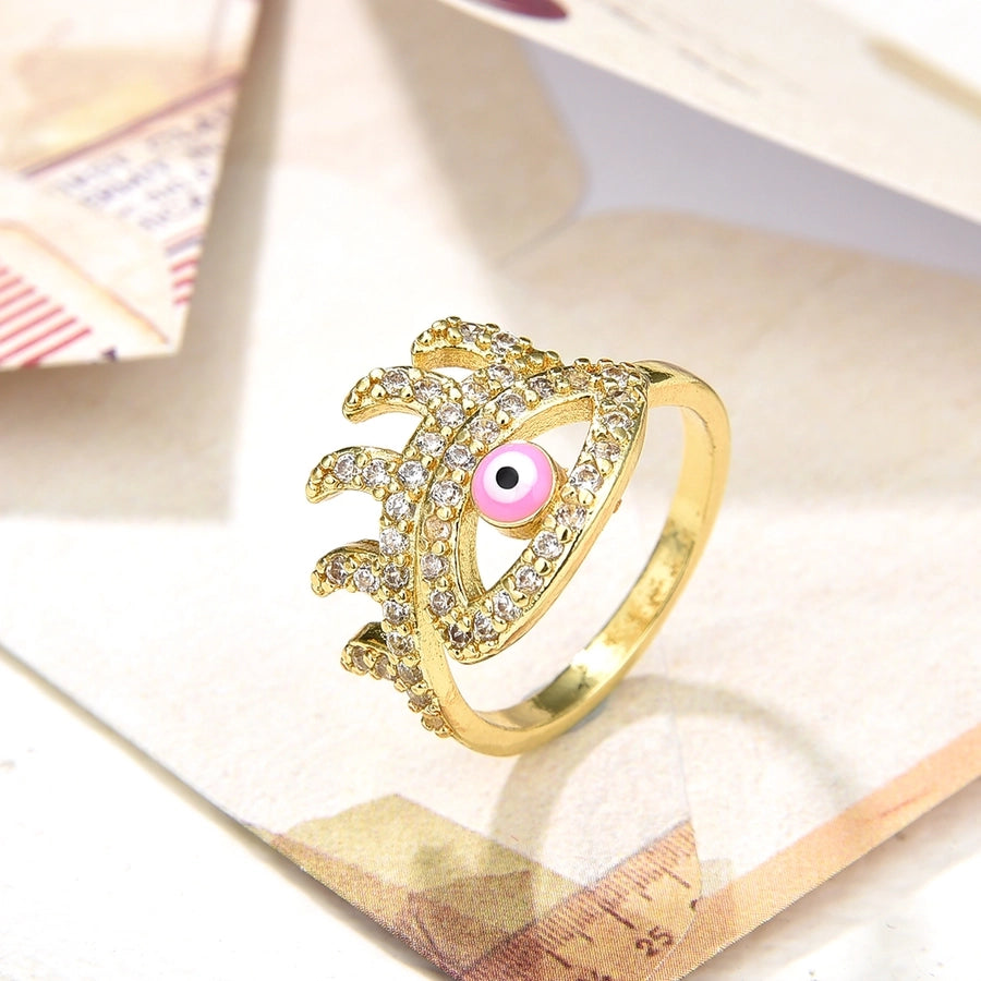 Copper Plating 18K Color Retention Zircon Dripping Oval Eye Opening Ring