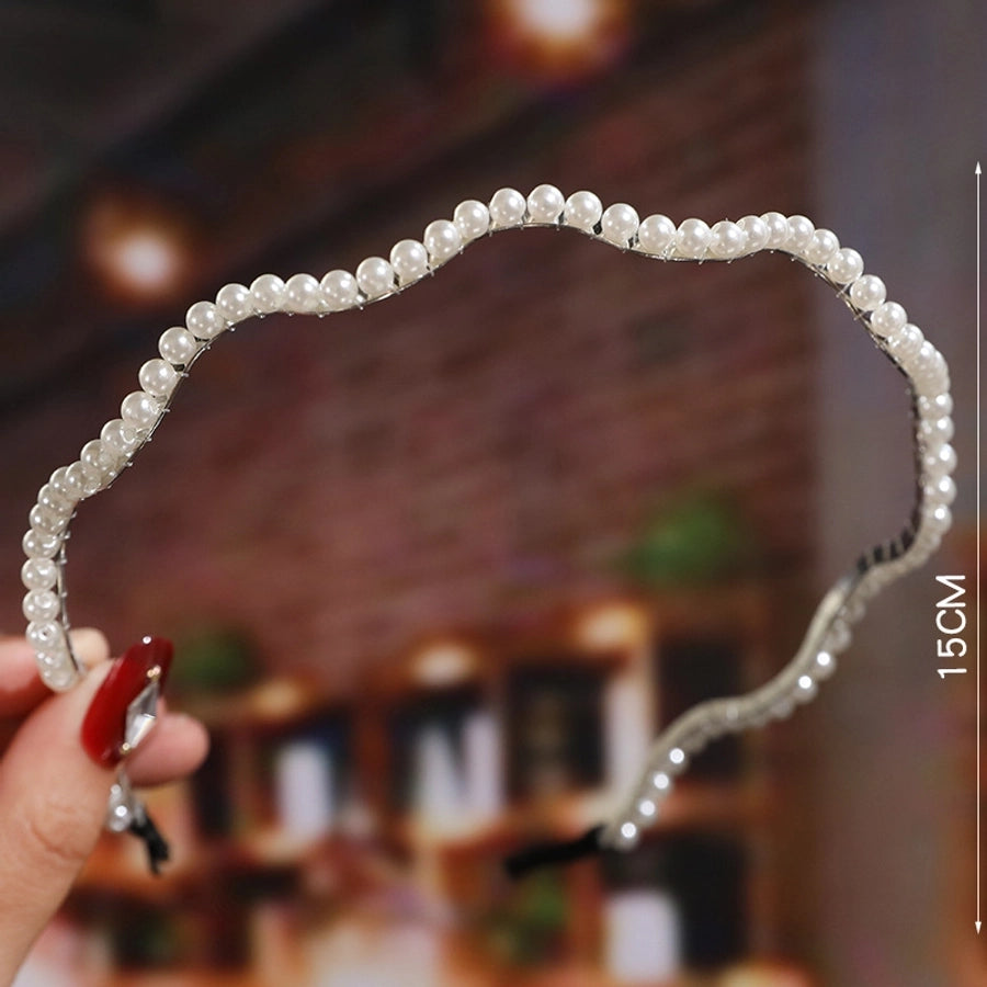 women's fashion waves alloy inlay artificial pearls headwear