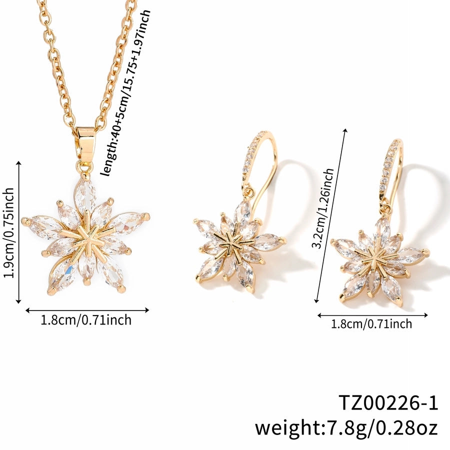 Elegant Personality Fashion Snowflake Suit, 3-Piece Fashion Simple Pendant Necklace and Earrings Suit, Suitable for Daily Wear, Party and Valentine's Day Gifts
