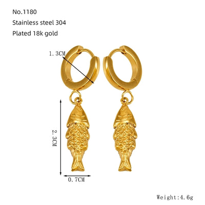 1 Pair Marine Style Modern Style Classic Style Starfish Crab Shell Plating 304 Stainless Steel 18K Gold Plated Drop Earrings