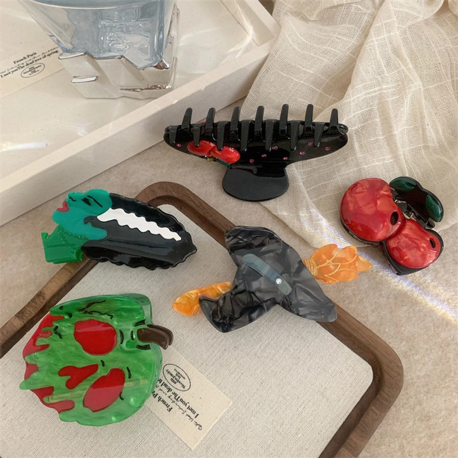 Women's Korean Style Pumpkin Color Block Cherry Acetic acid sheets Hair Claws