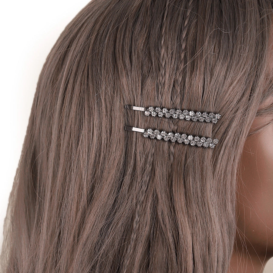 elegant solid color alloy inlay rhinestones hair clip