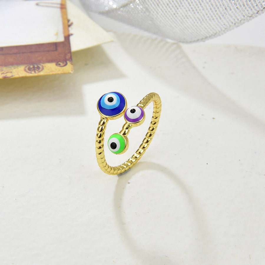 Copper Plating 18K Color Retention Drip round Eye Opening Ring