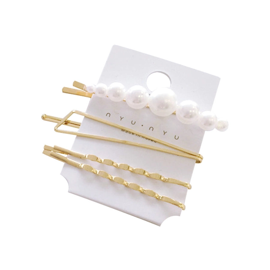fashion geometric alloy plating artificial pearls hair clip 1 set