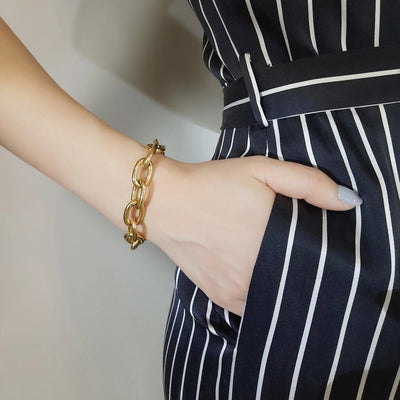 Elegant Simple Style Streetwear Solid Color 304 Stainless Steel 18K Gold Plated Bracelets In Bulk