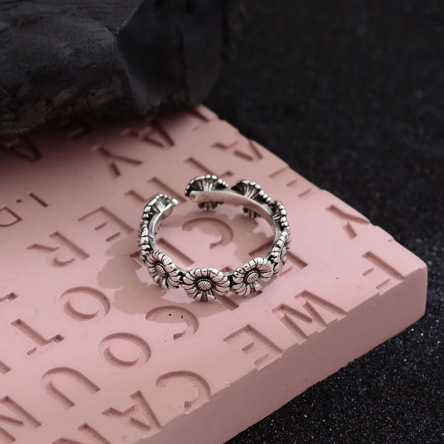 Copper Daisy Open Rings