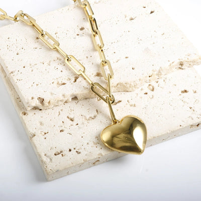 Jewelry Simple Style Heart Shape Titanium Steel Pendant Necklace