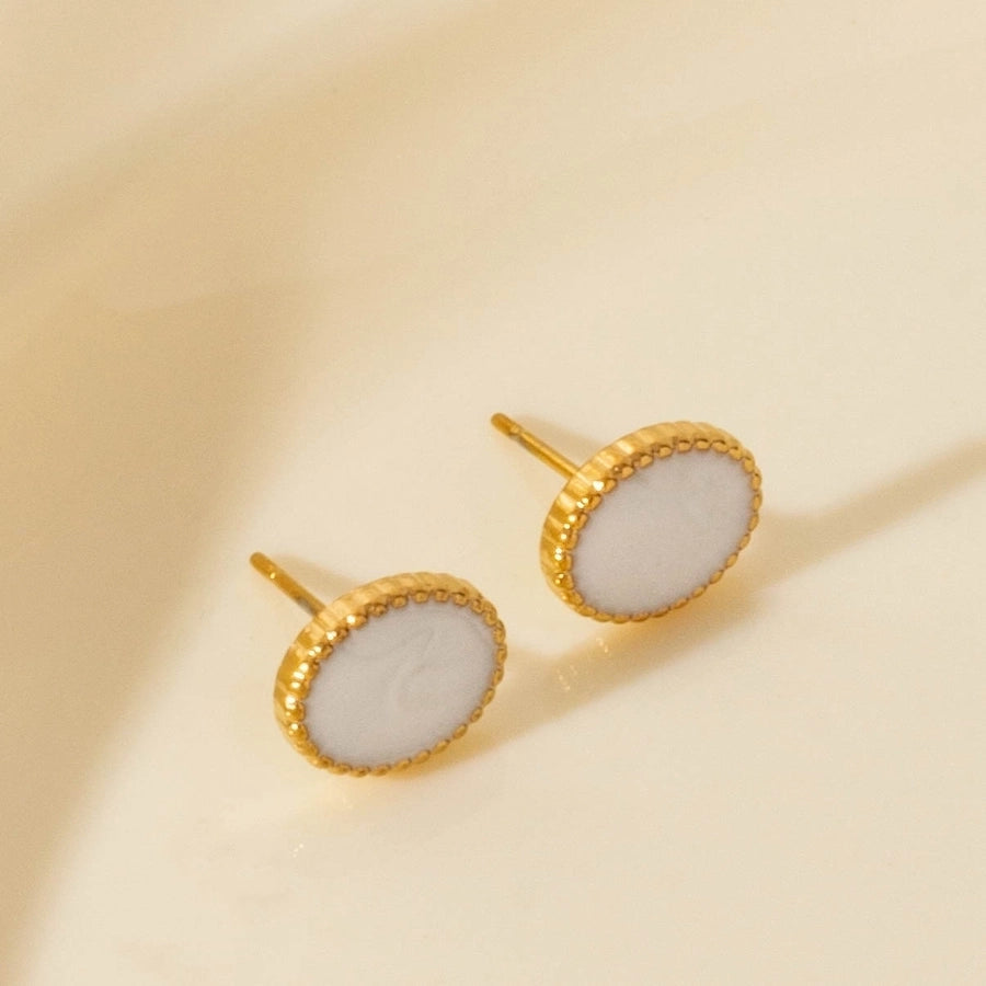 1 Pair Elegant Geometric Round 304 Stainless Steel Ear Studs