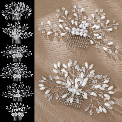 simple style flower artificial pearl inlay pearl insert comb