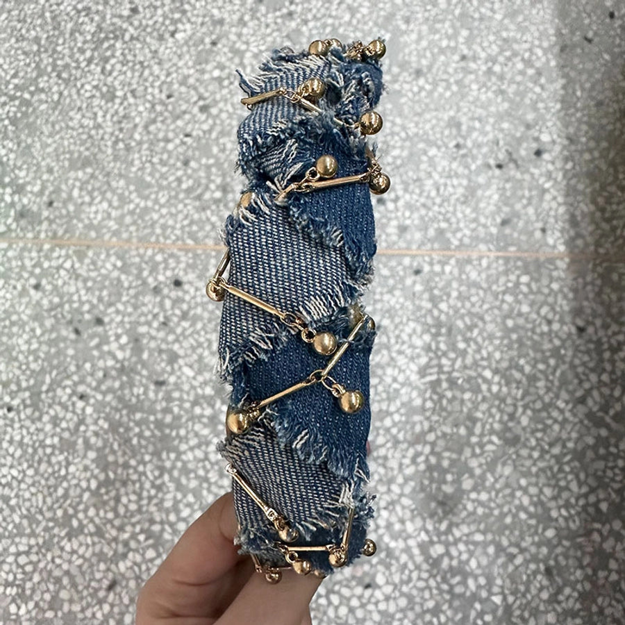 Women's Fairy Style Cute Classic Style Splicing Cloth Criss Cross Layered Raw Hem Alloy Hair Band