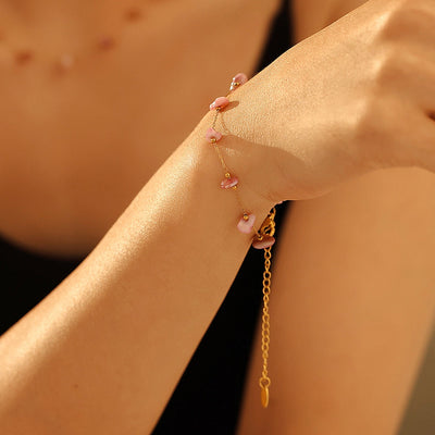 Geometric Natural Stone Necklace Bracelet Affordable Luxury Fashion Sense Stainless Steel Chain  Personalized Jewelry Suit