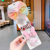 cute rabbit rainbow bow knot alloy gauze hair clip 1 set