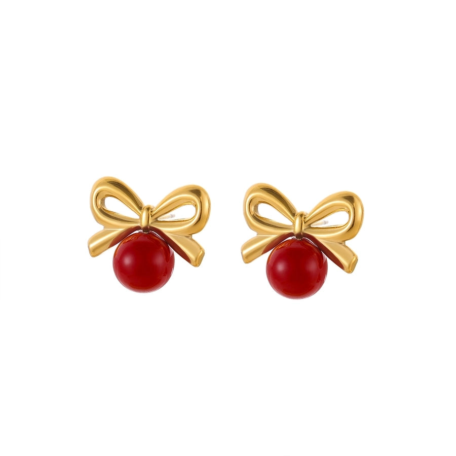 1 Pair Simple Style Bow Knot 304 Stainless Steel 18K Gold Plated Earrings