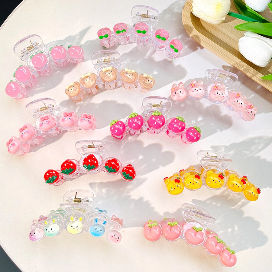 Women's Cartoon Style Peach Strawberry Plastic Resin Hair Claws