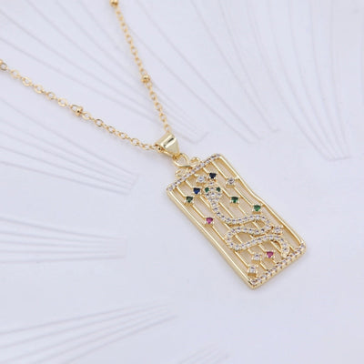 Hip-Hop Palm Heart Shape Snake Copper Inlay Zircon 18K Gold Plated Unisex Pendant Necklace