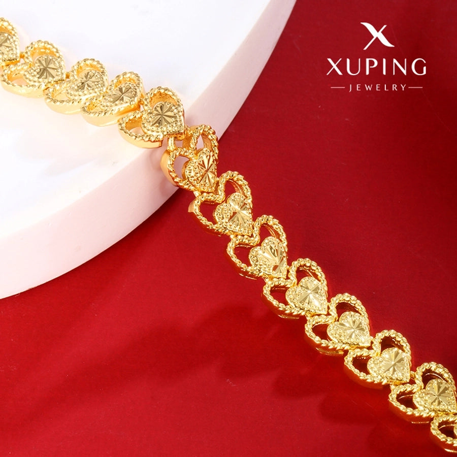 Jewelry Elegant Retro Heart Shape Copper 18K Gold Plated Plating Bracelets