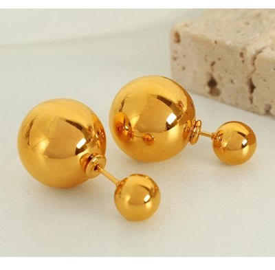1 Pair IG Style Casual Retro C Shape Round Polishing Plating 304 Stainless Steel 18K Gold Plated Ear Studs
