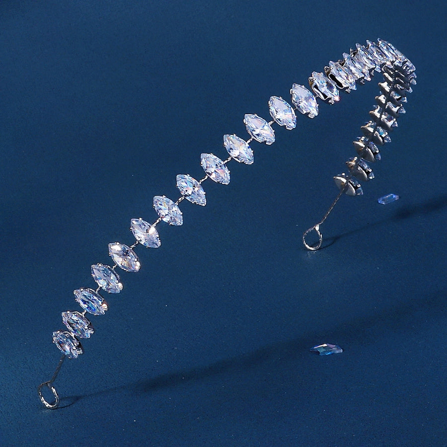 women's simple style leaf alloy plating inlay rhinestones hair band