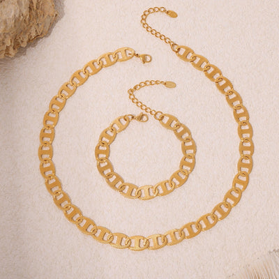 Jewelry Elegant Luxurious Vacation Geometric Titanium Steel 18K Gold Plated Plating Jewelry Set