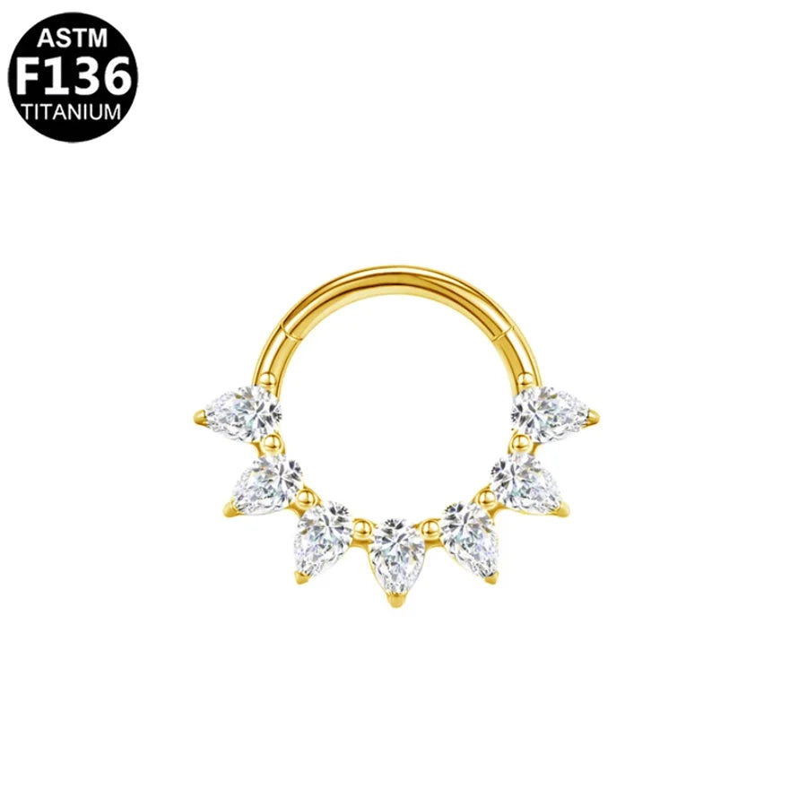 1 Piece Nose Rings & Studs Luxurious Shiny Round Pure Titanium Titanium Alloy Zircon 14K Gold Plated White Gold Plated Ear Cartilage Rings & Studs Nose Rings & Studs