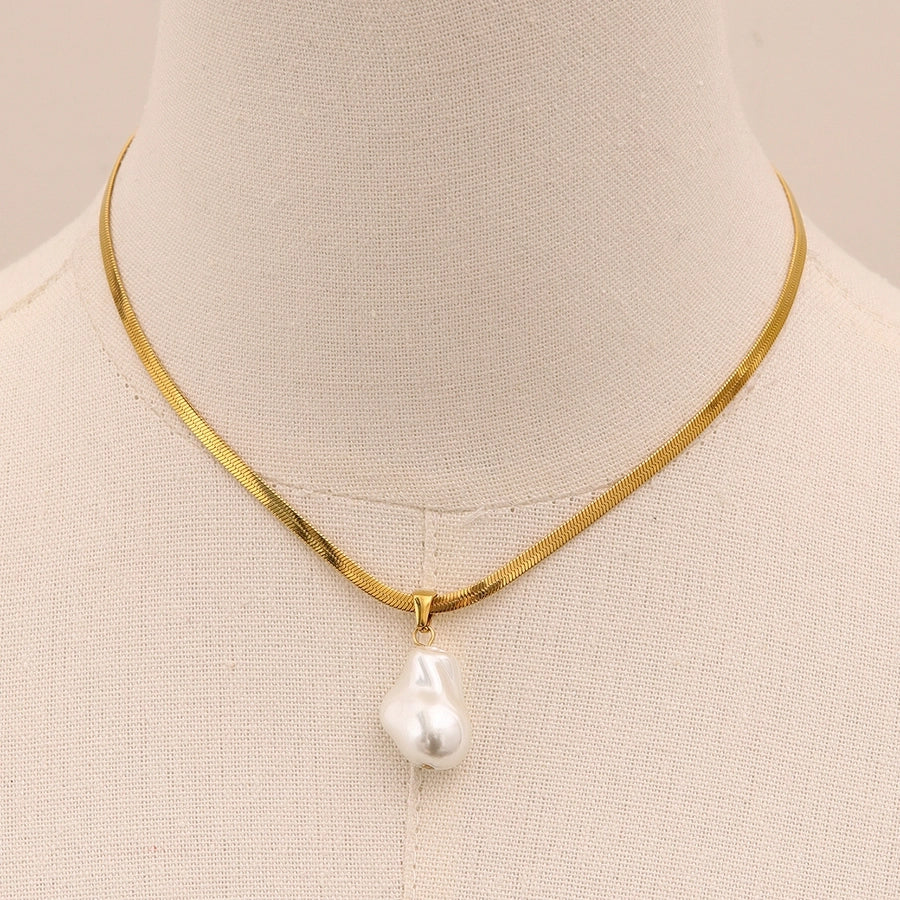 Jewelry Simple Style Classic Style Irregular 304 Stainless Steel Pearl Pendant Necklace