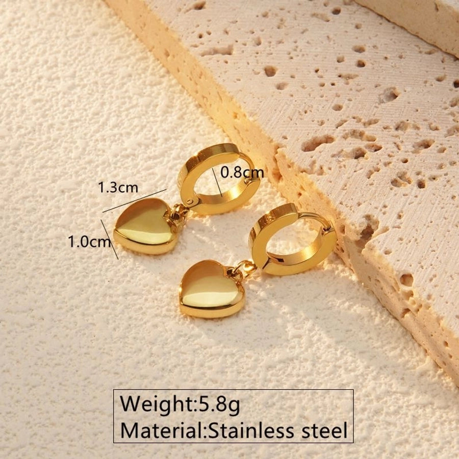 2 Pieces Set Sweet Simple Style Commute Heart Shape Plating 304 Stainless Steel 18K Gold Plated Earrings