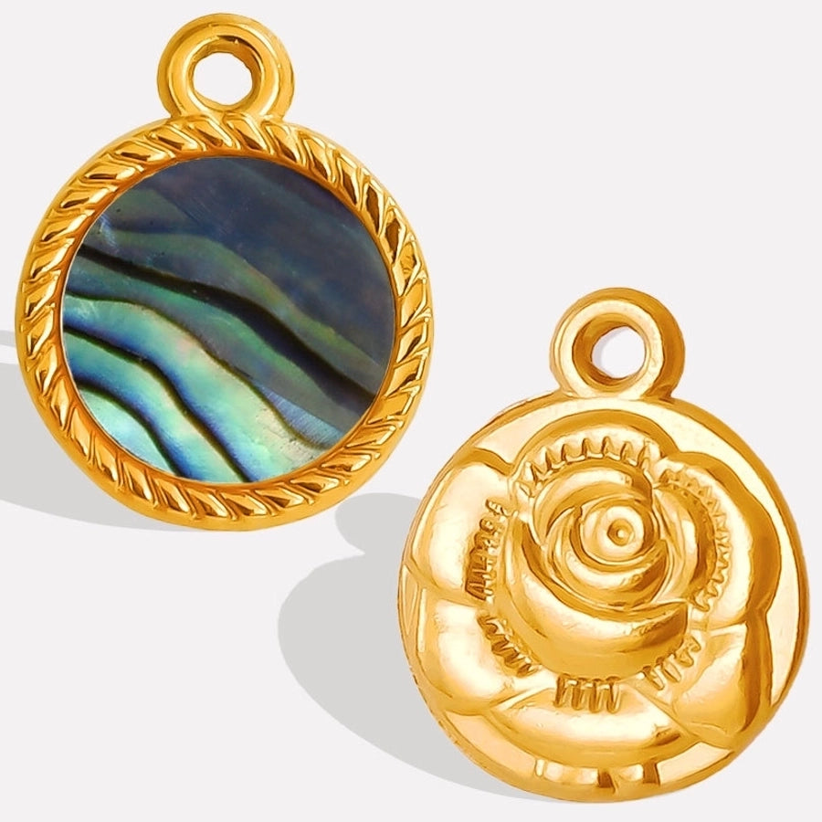 Jewelry Vintage Style Classic Style Round 304 Stainless Steel Shell Abalone Shell 18K Gold Plated Irregular Plating Charms Pendant Necklace