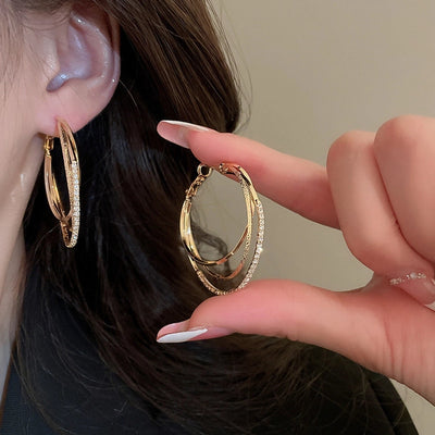 1 Pair Simple Style Circle Plating Inlay Copper Zircon 18K Gold Plated Hoop Earrings