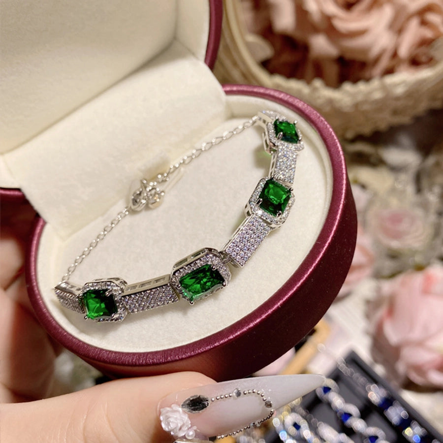 Copper Inlay Water Droplets Heart Shape Rectangle Artificial Gemstones Bracelets