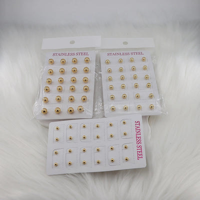 12 pairs Casual Simple Style Classic Style Round Plating 304 Stainless Steel Gold Plated Ear Studs