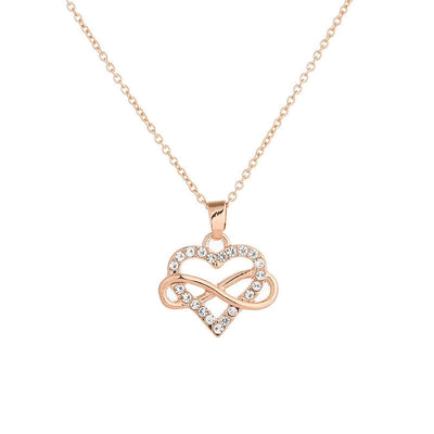 Titanium Steel Copper Inlay Heart Shape Rhinestones Pendant Necklace
