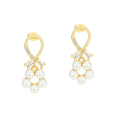 1 Pair IG Style Cute Commute Star Bear Inlay Copper Zircon 18K Gold Plated Drop Earrings