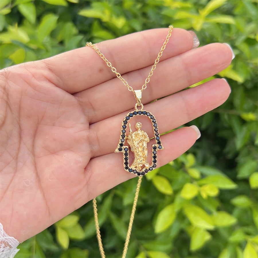 Jewelry Vintage Style Classic Style Human Faith Copper Pendant Necklace